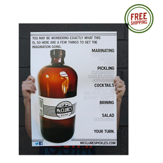mcclure's poster of brine bottle and recipe uses 
